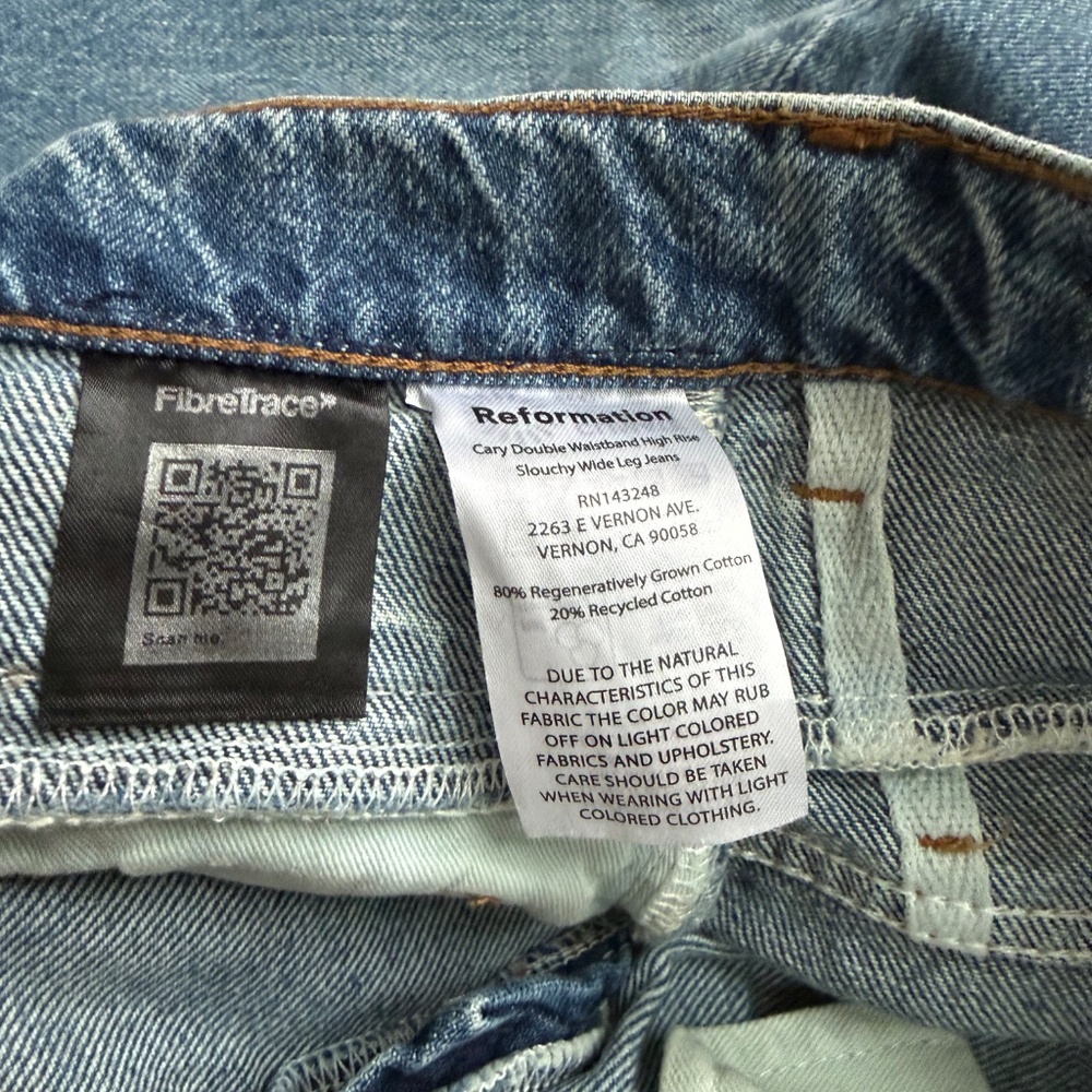 Reformation Cary Double Waistband High Rise Slouchy Wide Leg Jeans Rainy Sz 26 - Picture 5 of 8
